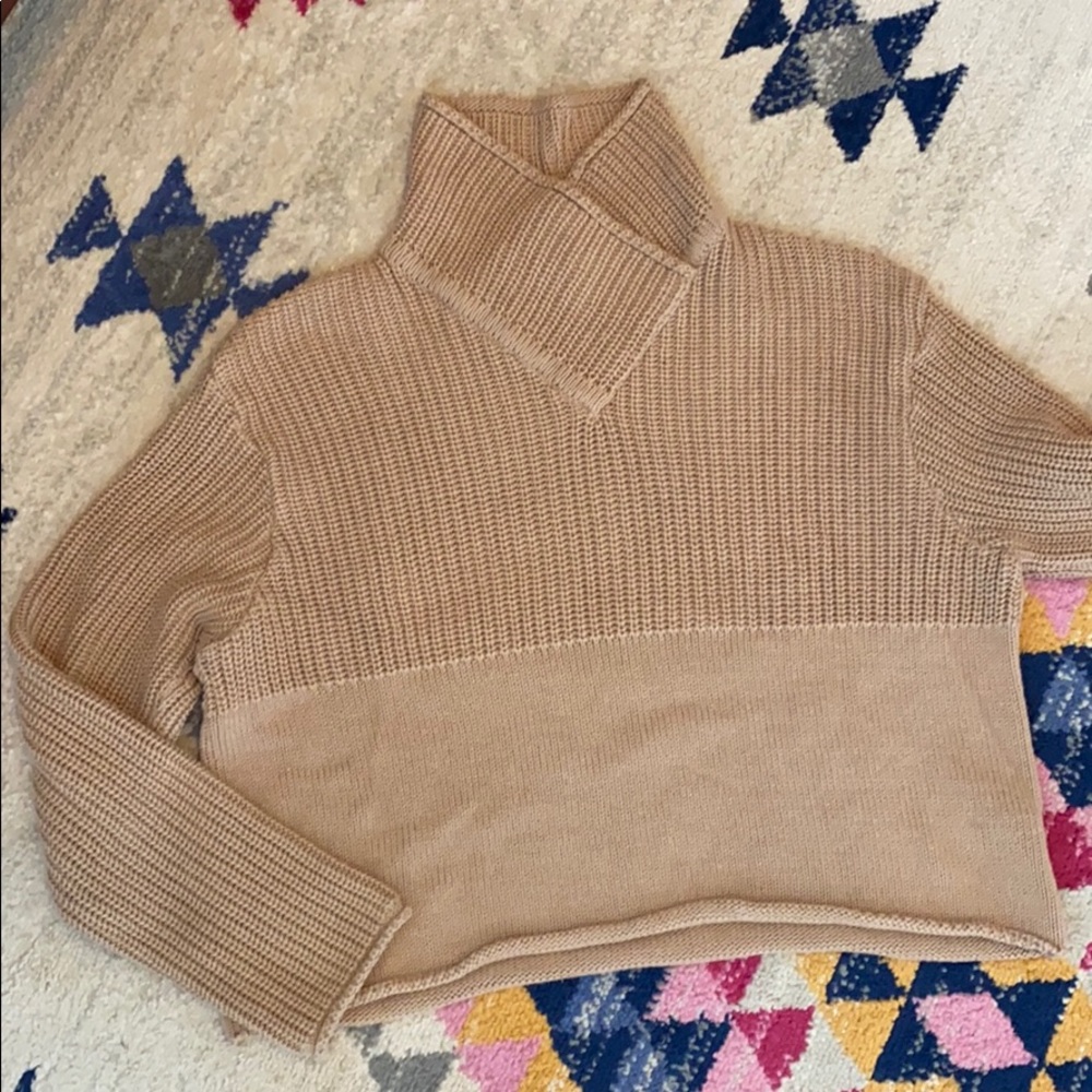 Vintage Cropped Cowlneck Sweater
